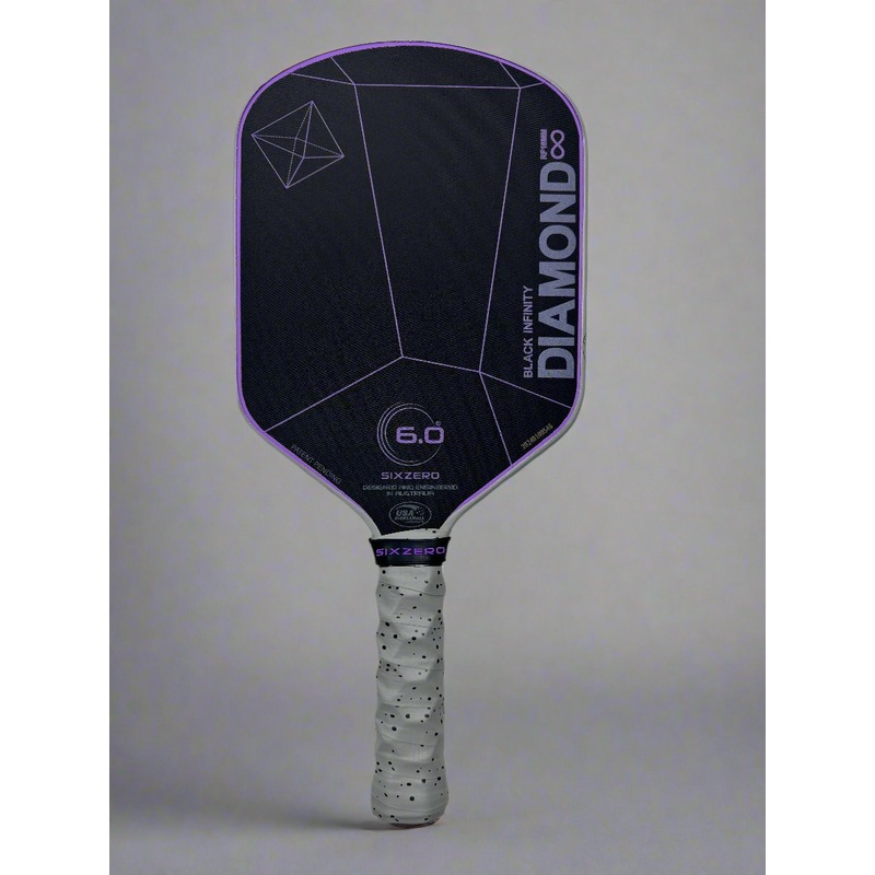 Custom Six Zero Infinity Edgeless Black Diamond Power 16mm Pickleball Paddle – Hesacore Grip – Cement drip