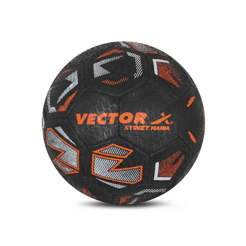 VECTOR X STREET-MANIA Football – Size: 5 (Pack of 1) | Kibi Sports Black-Orange 5