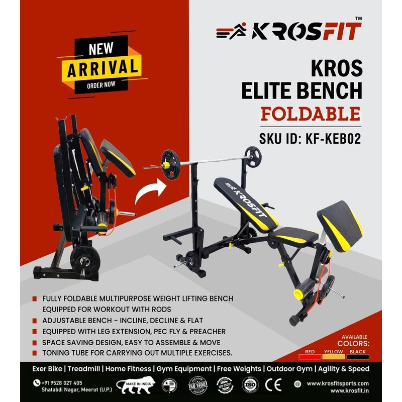 Krosfit Elite Bench Foldable | GYM | KIBI Sports black