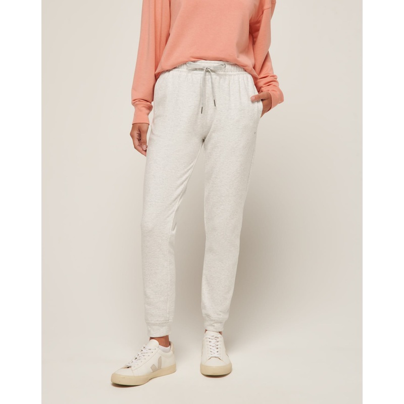 TravisMathew Women’s Cloud Fleece Tie Jogger Heather Light Grey XSmall